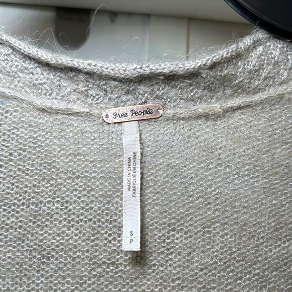 Free People Oversized Boho Knit Tunic Sweater Gray Size Small - Picture 3 of 13